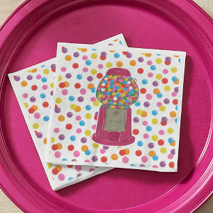 Rosa Gumball Machine Bonbons Kaugummi Geburtstag Serviette
