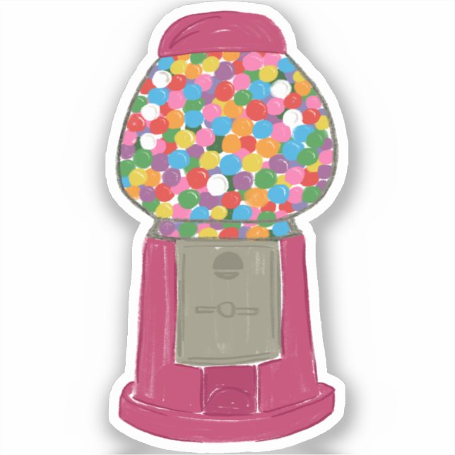 Rosa Gumball Maschine Bonbons Kaugummi Aufkleber (Vorderseite)
