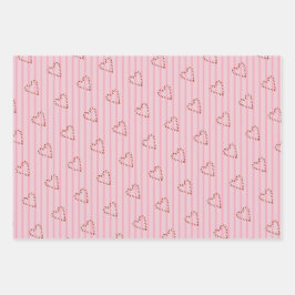 Rosa, gürtelartig niedliches Zuckerrohrmuster Geschenkpapier Set