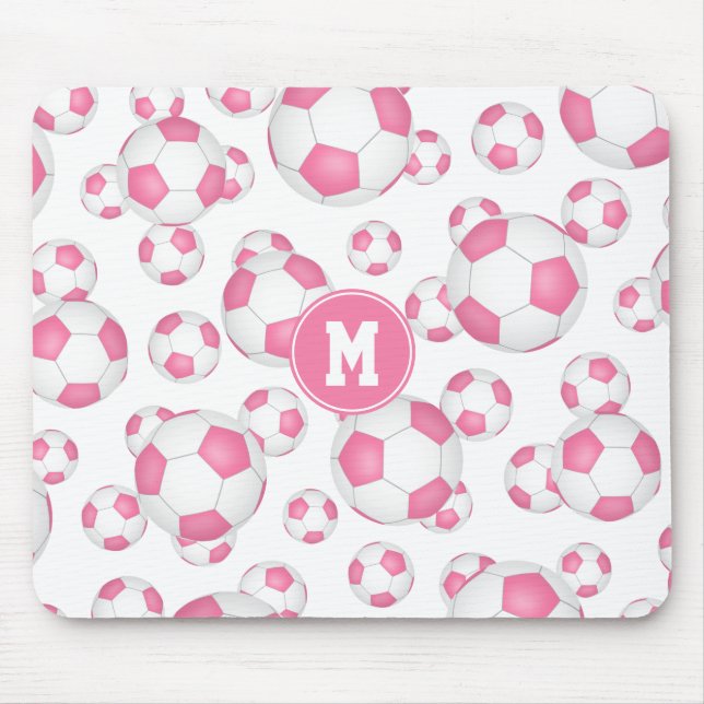 Rosa, gürtelweiße Sportfußballmuster Mousepad (Vorne)