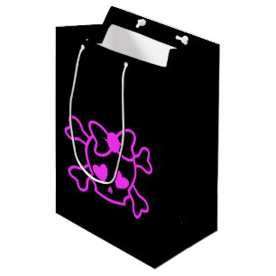 Rosa gürtiger Emoskull mit Bugjugendmädchen schw Mittlere Geschenktüte