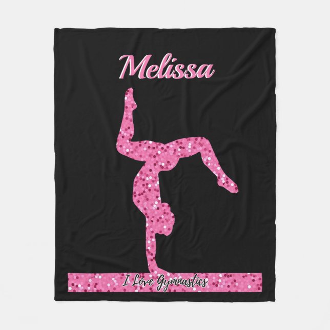 Rosa Gymnastik Girl Sparkle Balancebar Fleecedecke (Vorderseite)