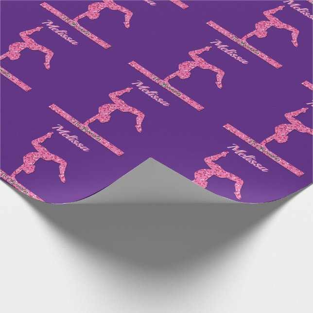 Rosa Gymnastik Girl Sparkle Balancebar Geschenkpapier (Ecke)