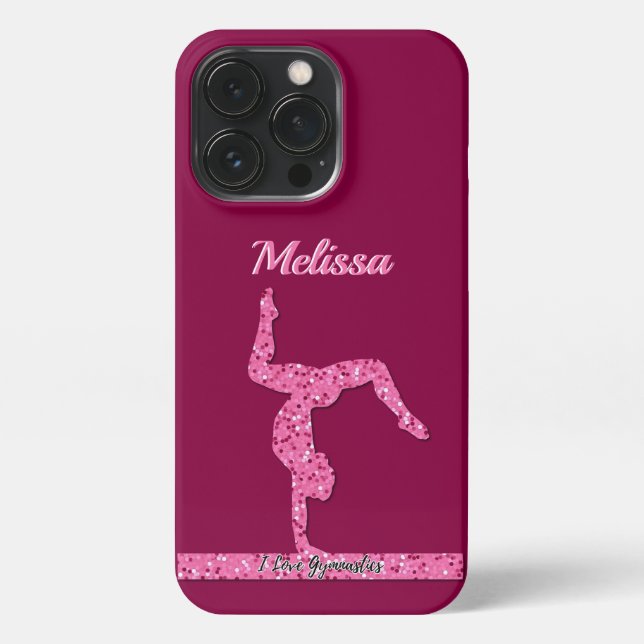 Rosa Gymnastik Girl Sparkle Balancebar iPhone 13 Pro Hülle (Rückseite)