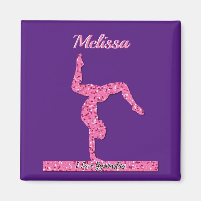 Rosa Gymnastik Girl Sparkle Balancebar Magnet (Vorne)