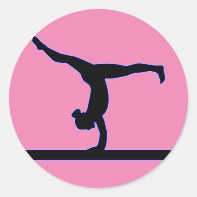 Rosa Gymnastikaufkleber Runder Aufkleber (Vorderseite)