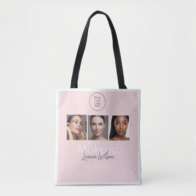 Rosa Haar-, Make-up- & Schönheitsstudio-Branding Tasche (Vorderseite)
