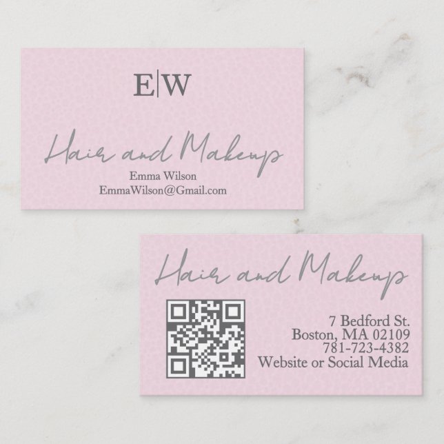 Rosa Haar- und Schönheitsgeschäft QR-Code Visitenk Visitenkarte (Vorne/Hinten)
