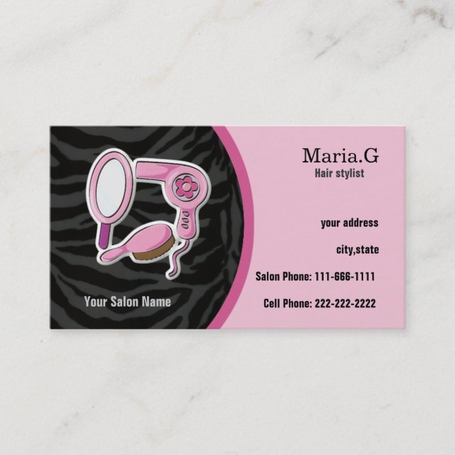 Rosa Haare Salon Karten mit Terminvereinbarung auf (Vorderseite)