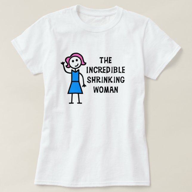 Rosa Haare Unglaubliche Schrumpferin Frau T-Shirt (Design vorne)