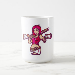 Rosa-haariger Action-Hero-Kaffee Verwandlungstasse