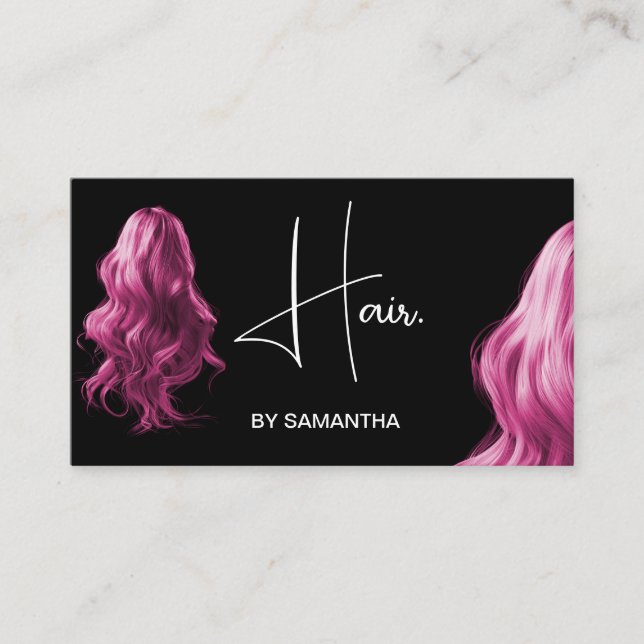 rosa Haarstylist moderne Typografie Visitenkarte (Vorderseite)