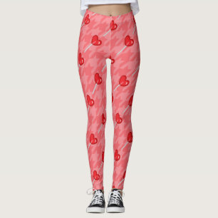 rosa Hahnenkamm-Herz-Lutscher-Leggings Leggings