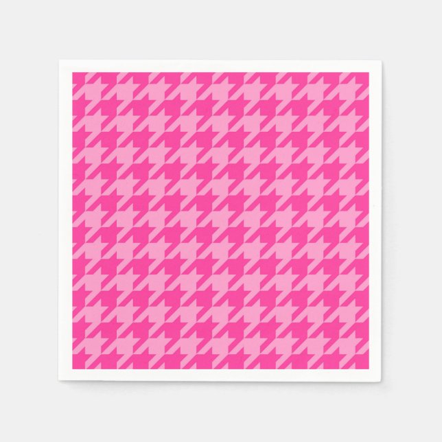 Rosa Hahnentrittmuster Karierter Karo Serviette (Vorderseite)