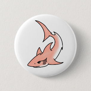 rosa Haifisch-Woche Cartoon-Tattoo-Kunst Ozean-Tie Button