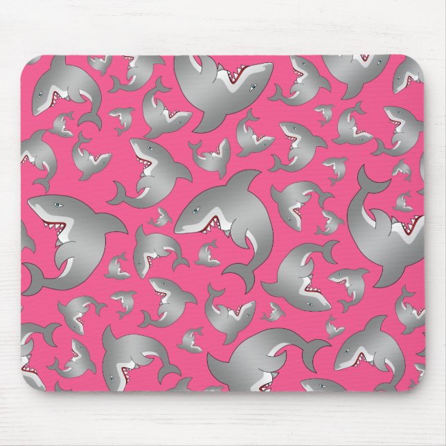 Rosa Haifischmuster Mousepad (Vorne)