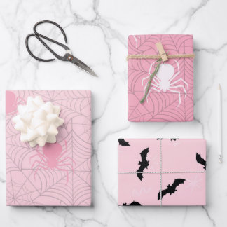 Rosa Halbblase zwischen Papierfledermaus und Spinn Geschenkpapier Set