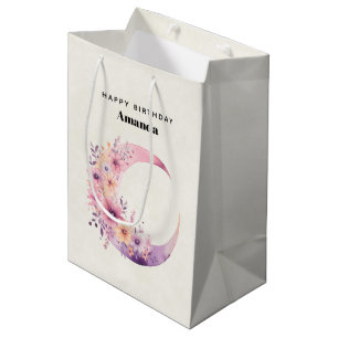 Rosa Halbmond mit Hübschen Blume Mittlere Geschenktüte