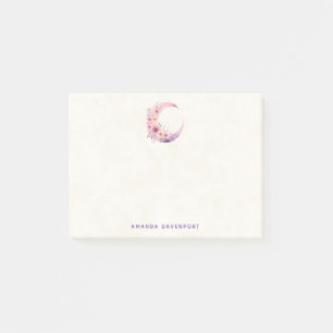 Rosa Halbmond mit Hübschen Blume Post-it Klebezettel