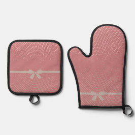 Rosa Halbton Ofenhandschuh & Topflappen-Set