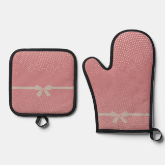 Rosa Halbton Ofenhandschuh & Topflappen-Set