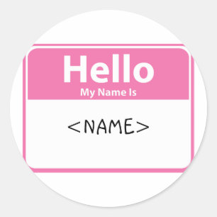 Rosa Hallo Mein Name ist:<NAME> Runder Aufkleber