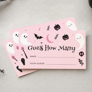 Rosa Halloween-Baby-Party - Rate-mal-wie-viele-Spi Begleitkarte