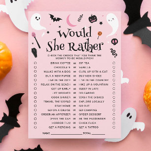 Rosa Halloween-Baby-Party-Würde-sie-eher-Karte Einladung
