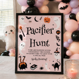Rosa Halloween-Baby-Shower-Spiel für Mädchen - Sch Poster