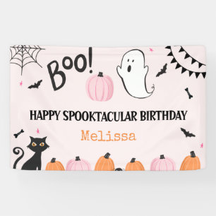 Rosa Halloween Boo Ghost Girls Happy Birthday Banner