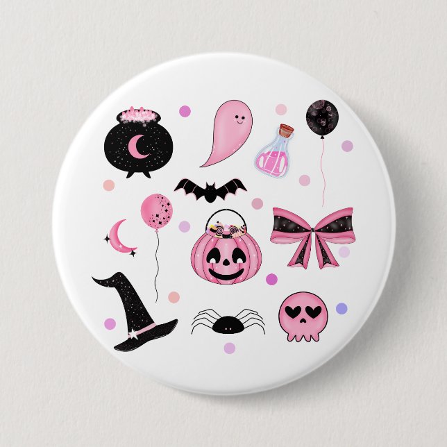 Rosa Halloween Button (Vorderseite)