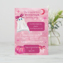 Rosa Halloween-Einladung für ein Mädchen