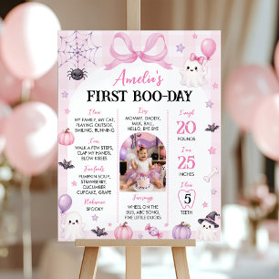 Rosa Halloween Erster Boo-Tag-Party-Foto-Meilenste Poster
