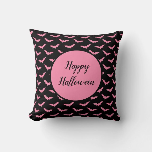 Rosa Halloween-Fledermauskissen Kissen (Vorderseite)