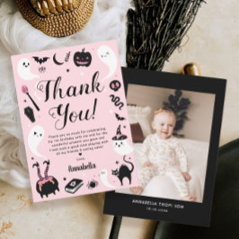 Rosa Halloween-Foto Dankeskarte
