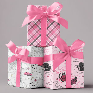 Rosa Halloween für Kinder Bootschiff Liebe Kätzche Geschenkpapier Set