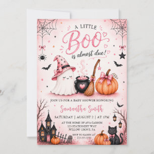 Rosa Halloween-Geist-Kürbis-Baby-Party Einladung