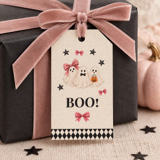 Rosa Halloween-Geister Harlekin-Geschenkanhänger Geschenkanhänger