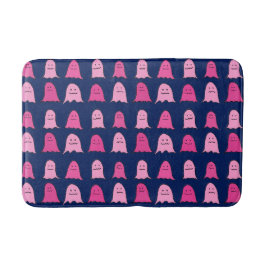 Rosa Halloween-Geister in Dark Blue Badematte