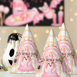 Rosa Halloween Geisterspinne und Regenbogengeburts Partyhütchen