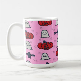 Rosa Halloween Gespenster, Fledermäuse und Kürbisl Kaffeetasse