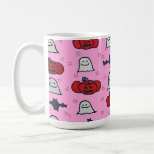 Rosa Halloween Gespenster, Fledermäuse und Kürbisl Kaffeetasse