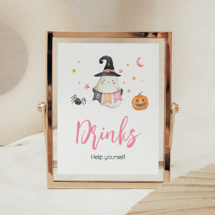 Rosa Halloween Ghost Kleine Boo Baby Duschgetränke Poster