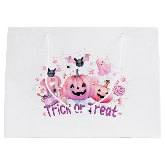 Rosa Halloween Große Geschenktüte (Vorderseite)