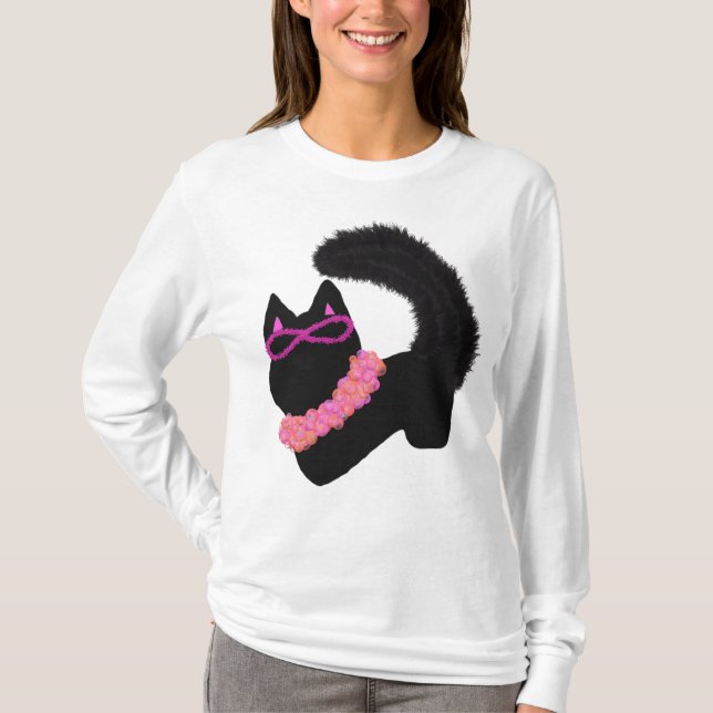 Rosa Halloween-Katzenkostüm T-Shirt (Vorderseite)