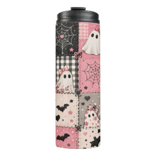 Rosa Halloween-Patchwork Thermosbecher