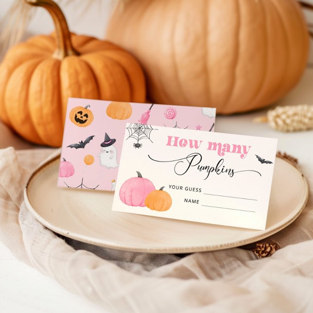 Rosa Halloween rät, wie viele Kürbis Begleitkarte (Von Creator hochgeladen)