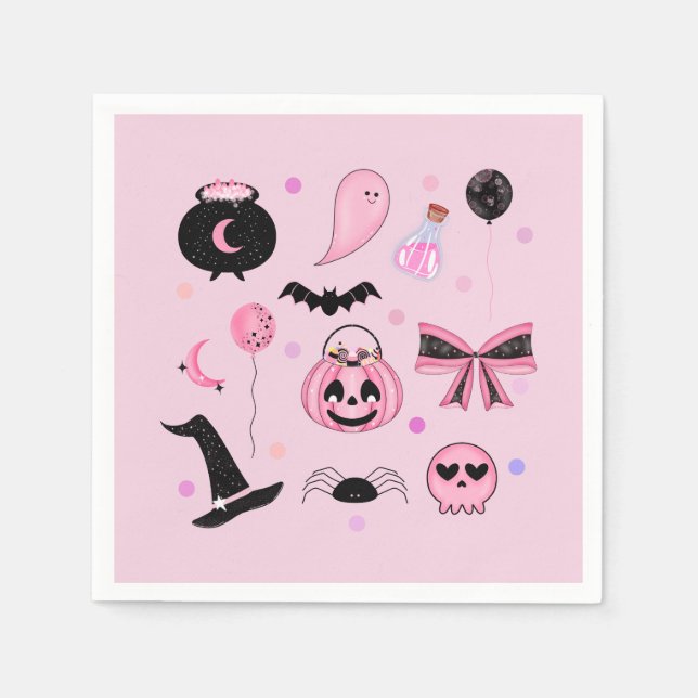 Rosa Halloween Serviette (Vorderseite)