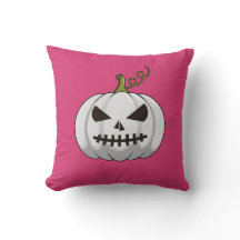 Rosa Halloween weiße Kürbis-Wurfkissen