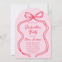 Rosa Hand Drawn Bow & Script Graduation Party